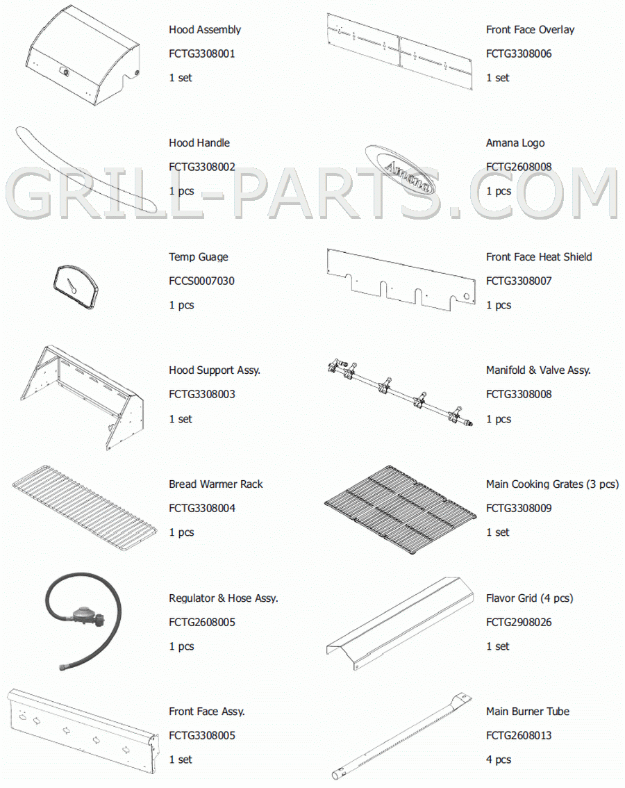 amana grill parts