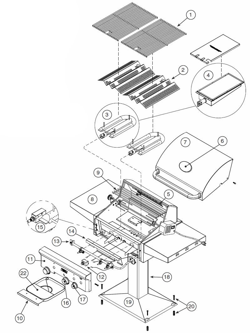 AOG T Series 24-Inch Post Grill - 24NGT/24NPT