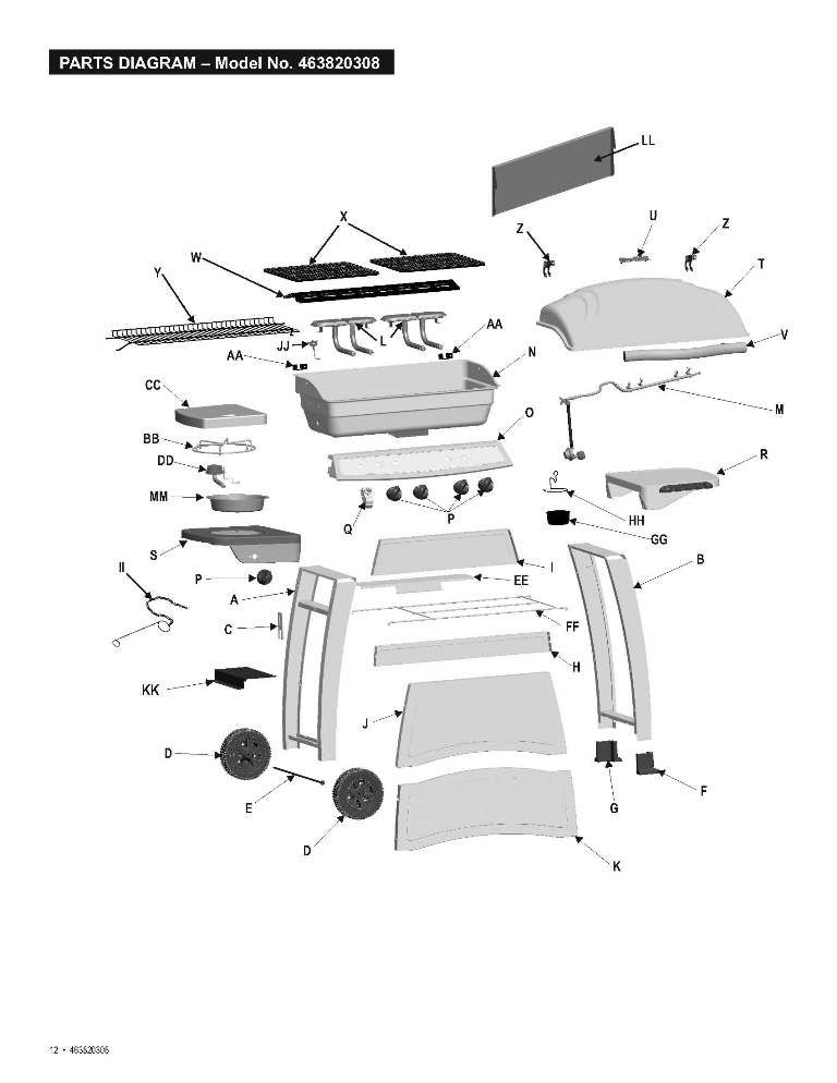 Charbroil 463820308 gas BBQ grill parts FREE ship