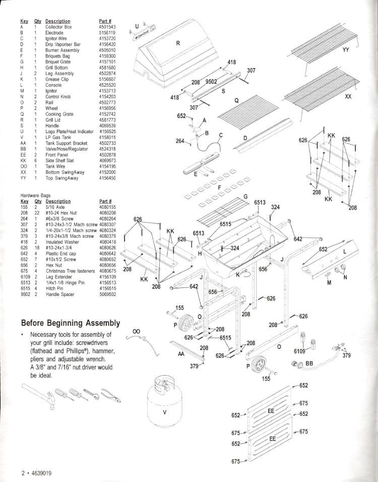 Charbroil 4639019 gas BBQ grill parts FREE ship