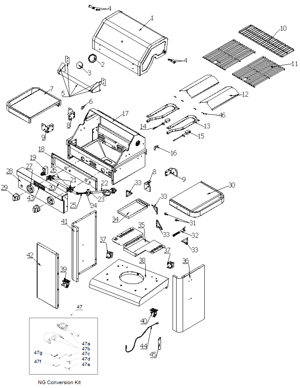 Replacement Grill Parts for KitchenAid 720-0745B